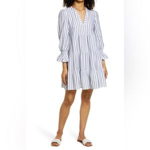 Eliza J Striped Tiered Long Sleeve Cotton Dress Size 4